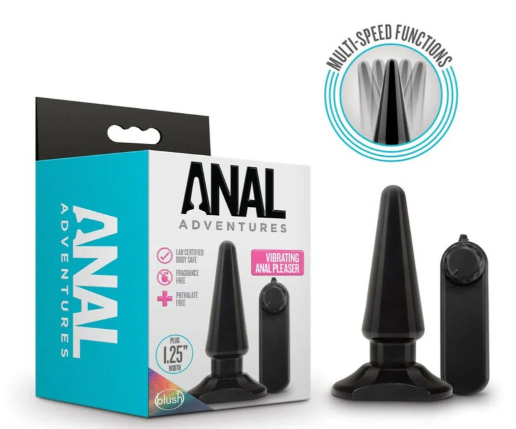 Anal Adventures Basic Vibrating Anal Pleaser Remote-Controlled Plug Black