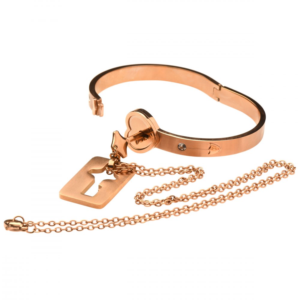 Cuffed Locking Bracelet and Key Necklace