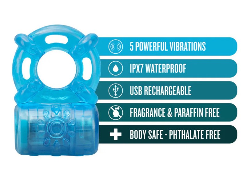 Rechargeable 5 Function Vibrating C-Ring